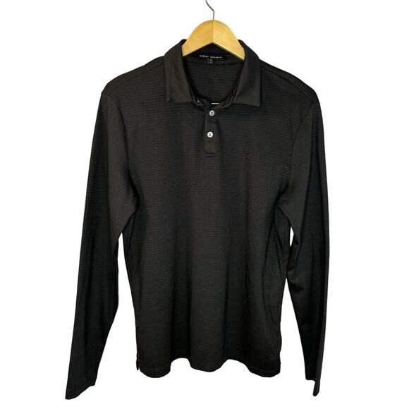 Robert Barakett Long Sleeve Polo Shirt Lightweight Performance Brown Men's M - Picture 1 of 9